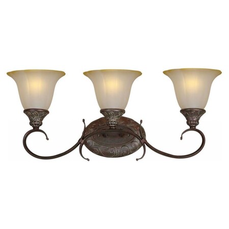 Forte Three Light Black Cherry Shaded Umber Glass Vanity 1179455